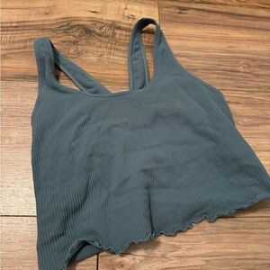 Spiritual Gangster Blue Ribbed Crop Tank Top